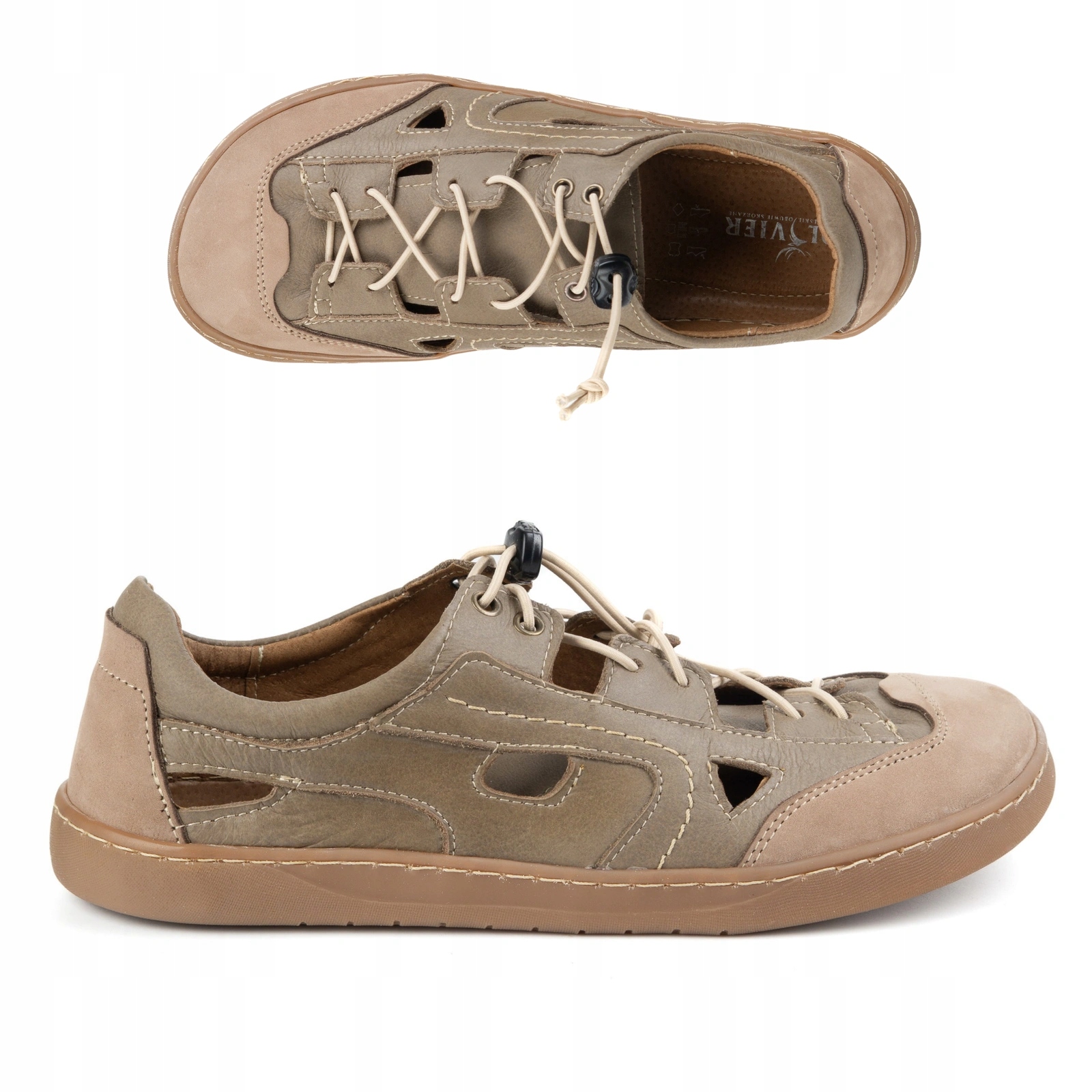 Pánské kožené barefoot boty Olivier 320KZ s ventilací, hnědé, velikost 45