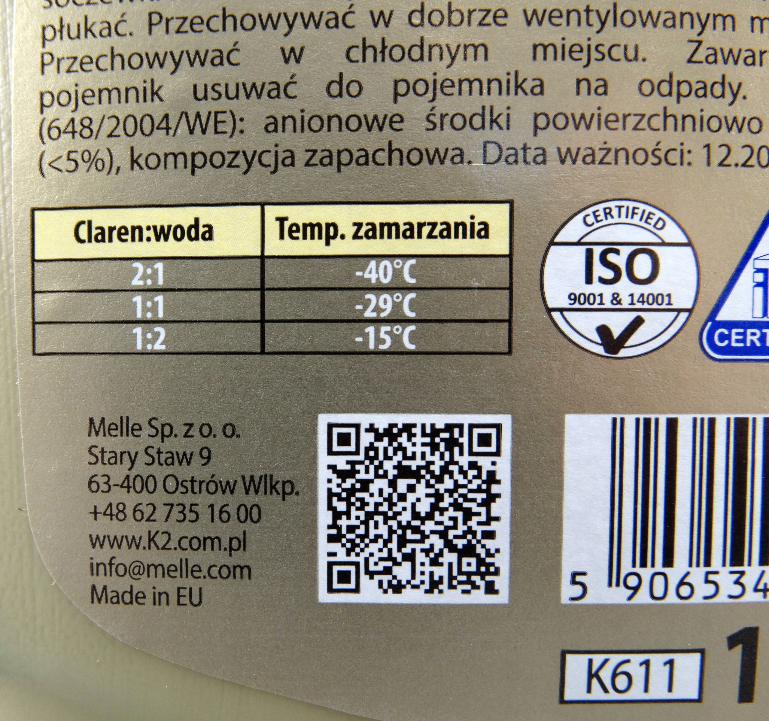 PŁYN SPRYSKIWACZY ZIMOWY KONCENTRAT -80C 1L K2 Rodzaj Zimowy