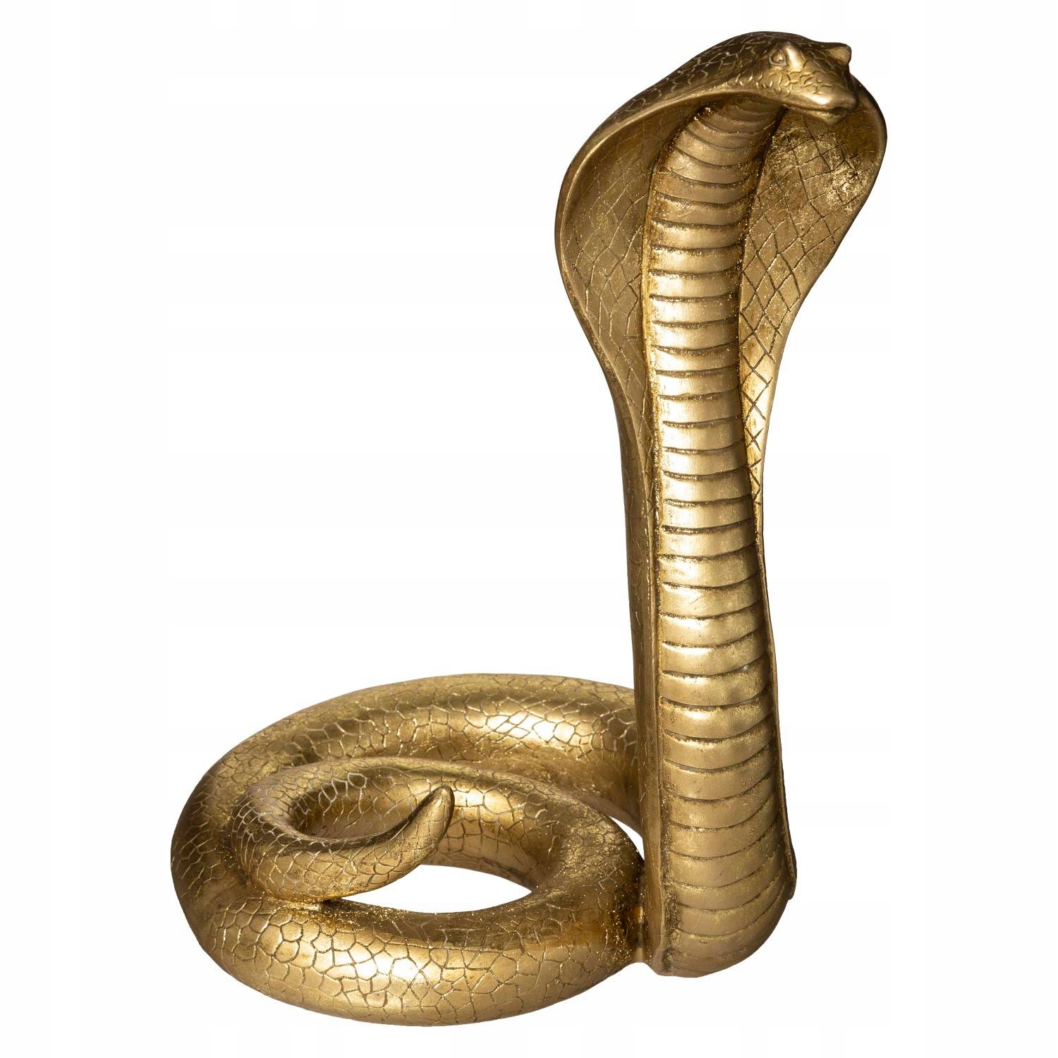 Dekoracyjna Figurka z polyresinu Cobra złota 36 cm