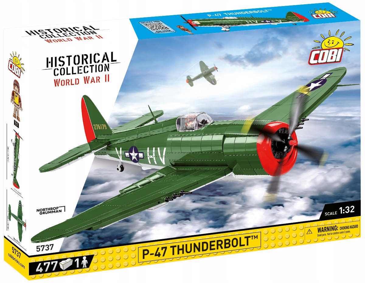 COBI 5737 P-47 THUNDERBOLT KLOCKI SAMOLOT 477 EL. Marka Cobi