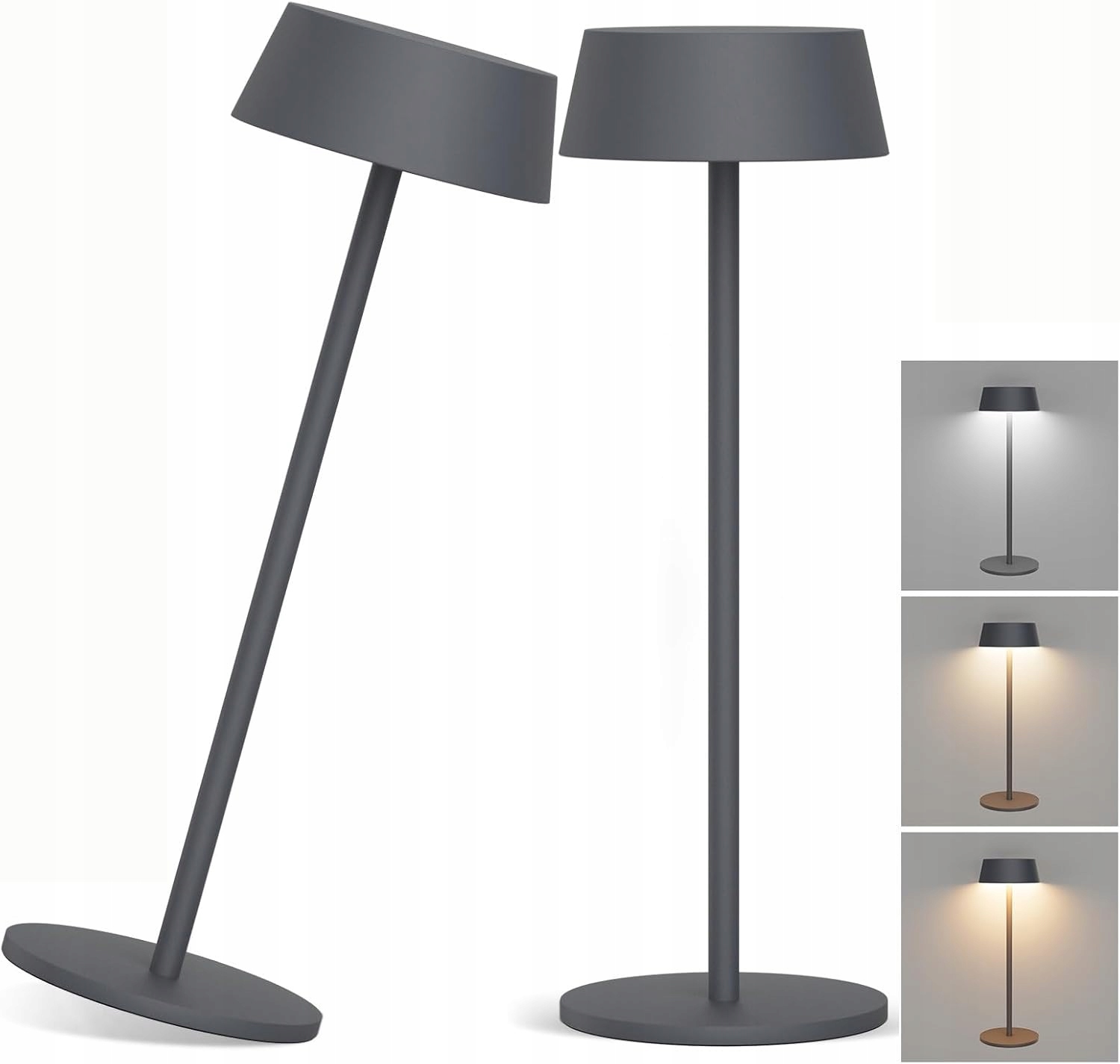 Klighte stolová lampa, 2 kusy hliníka IP54, vodotesná, antracitová