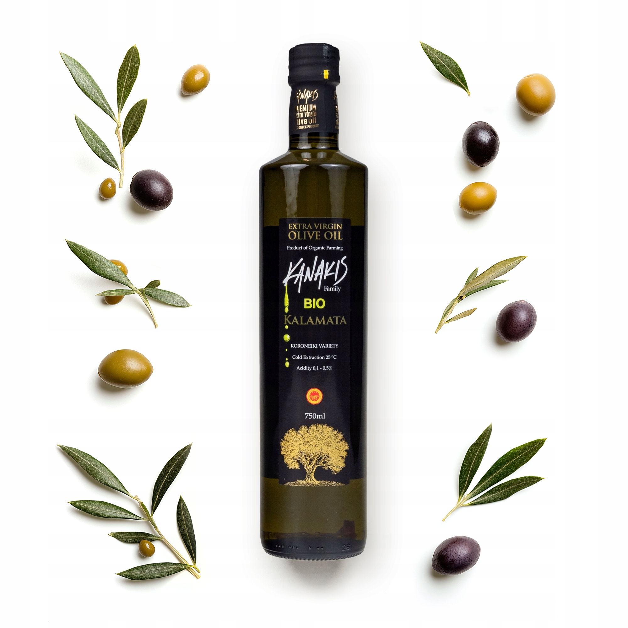 Levně Extra panenský olivový olej Grecka 750 ml Bio z Kalamaty Ekologický Kanakis