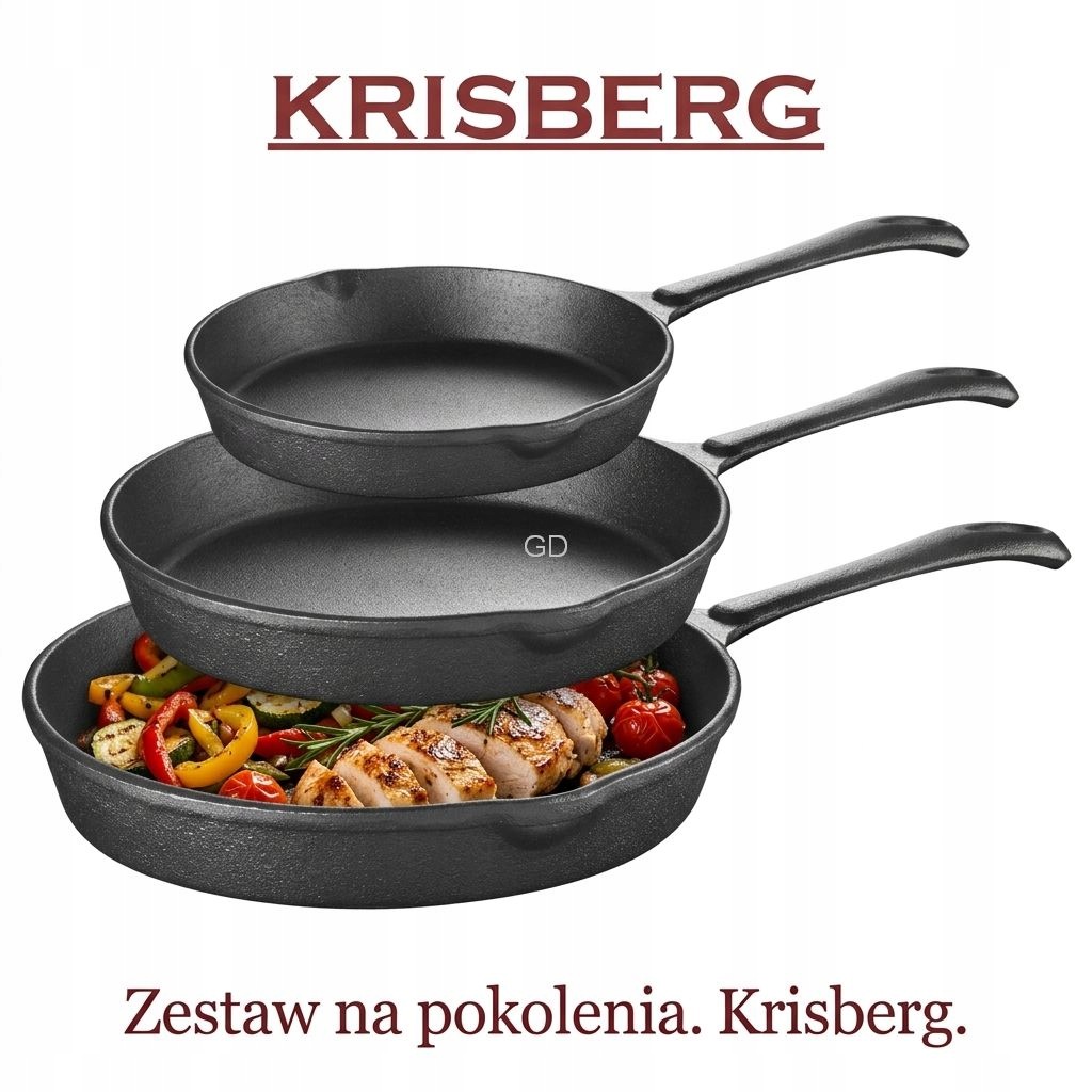 Sada 3 litinových pánví 16 20 25 cm, těžká indukce Krisberg KS-2573
