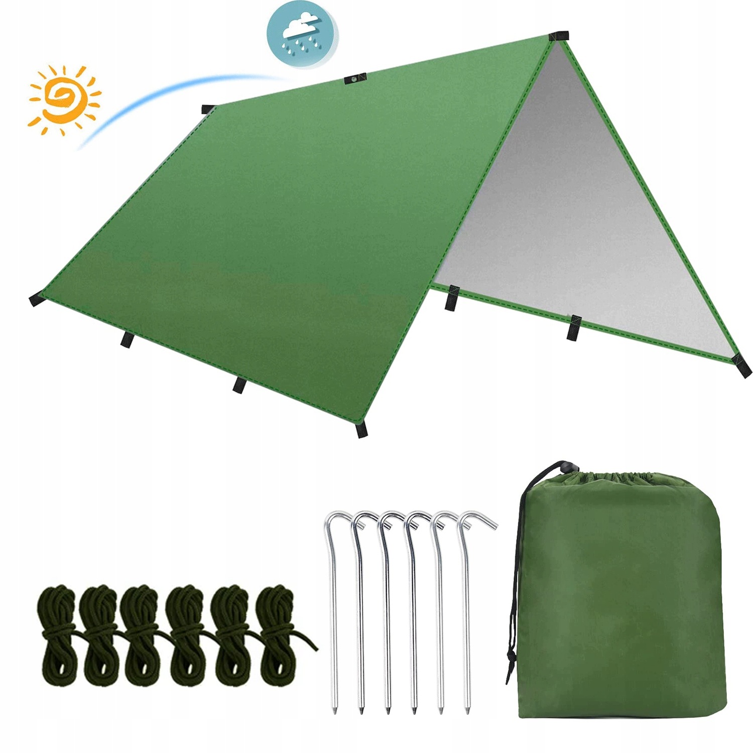 300X300 CM Plachta Bivakovací Plachta Tent Tarp Woodland Turistická S Taškou
