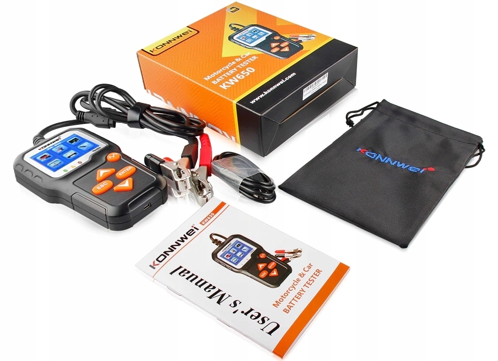 TESTER DO AKUMULATOROW 6V 12V Konnwei KW650 Druk Producent code KW650