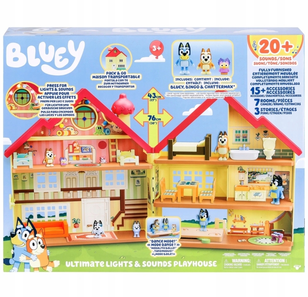 MOOSE TOYS BLUEY BINGO HOUSE HOUSE MIT LICHT UND SOUND 14 ACCESSOIRES