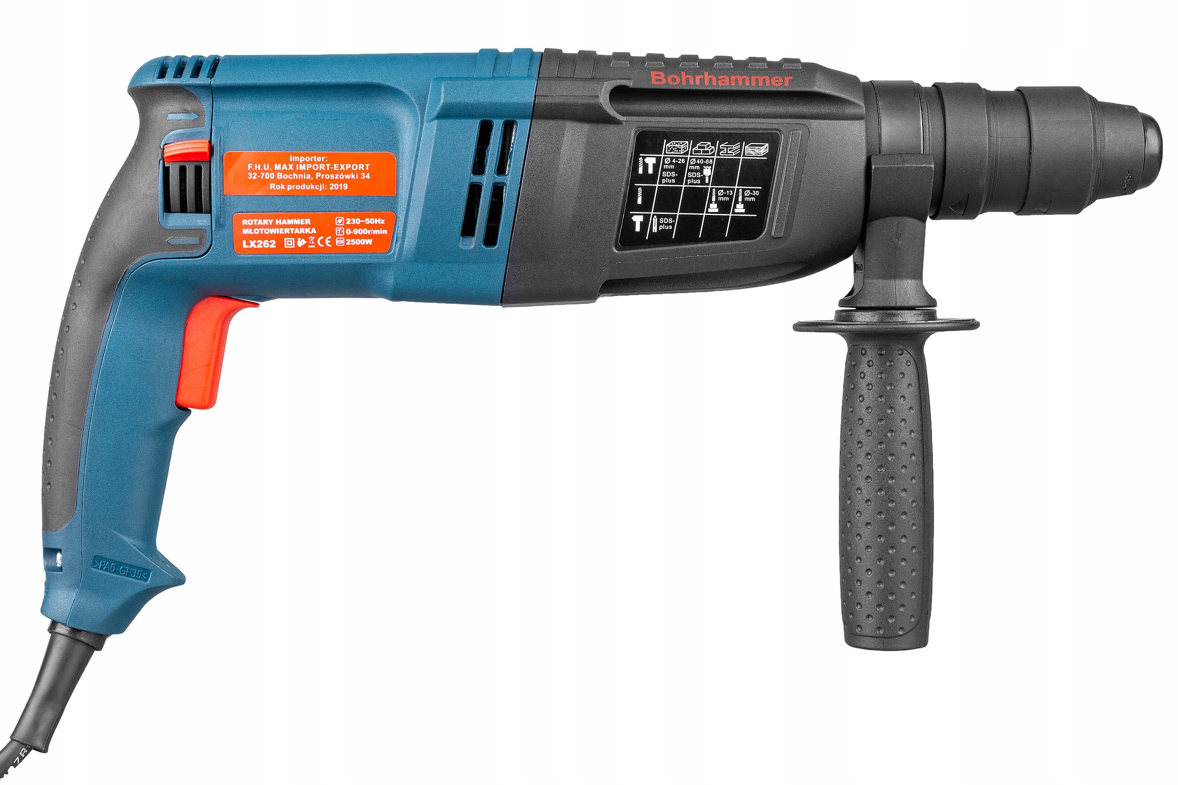 MŁOTOWIERTARKA MŁOT UDAROWY WIERTARKA SDS+ 3 TRYBY Typ uchwytu SDS Plus