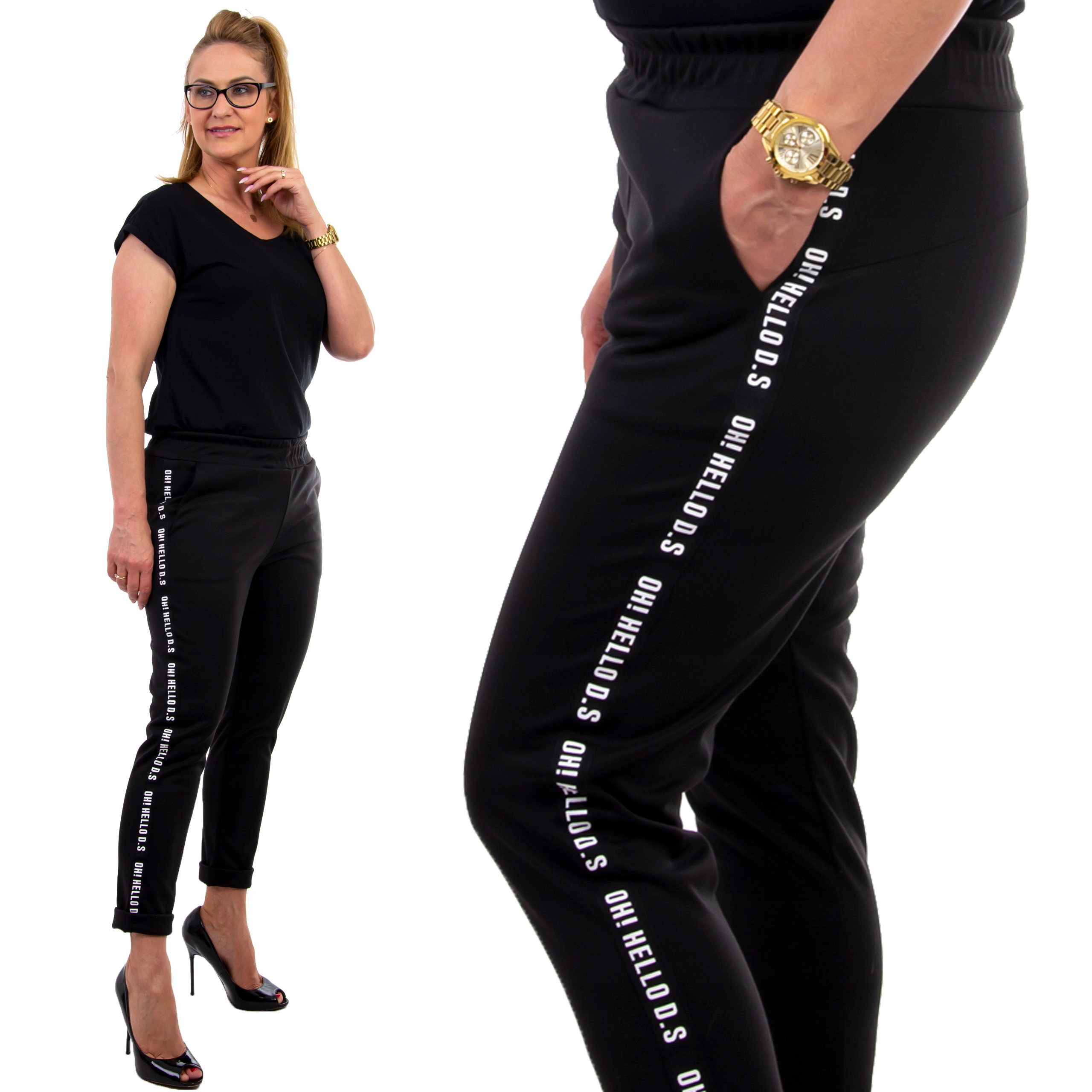 

S260 Spodnie z Lampasem Dres Czarne r. M (38)