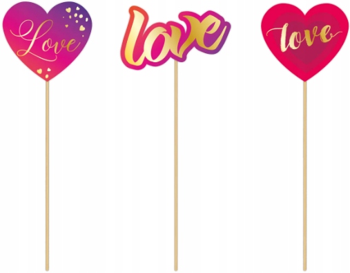 DEKORACJA CZERWONE SERDUSZKA DO KWIATÓW DESERÓW TOPPERY PIKERY WALENTYNKI