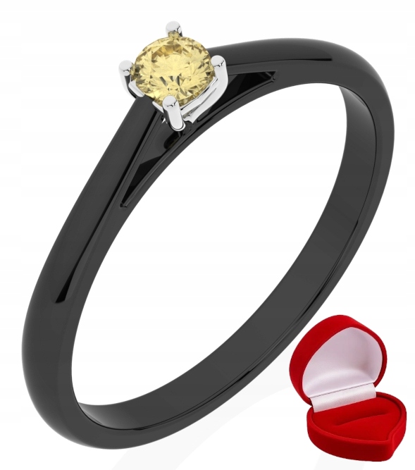 Prstýnek, černé zlato, žlutý safír 0,09 ct R10