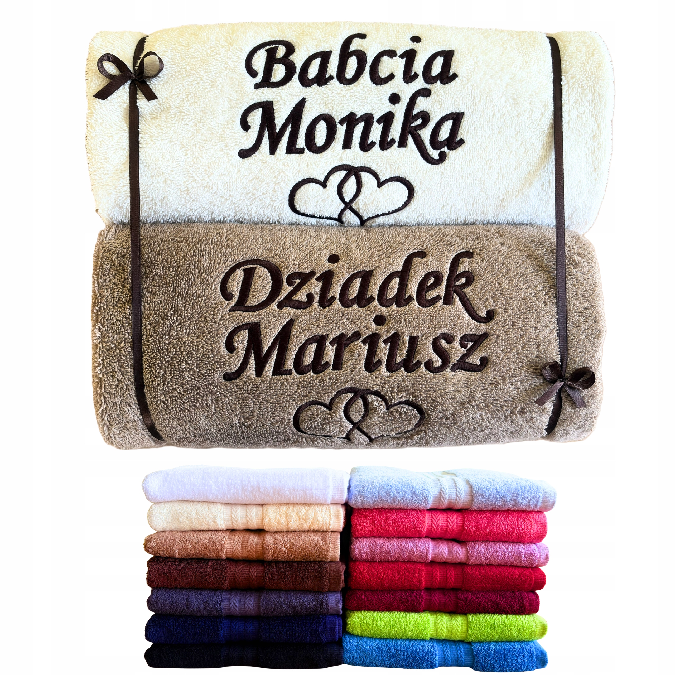 Ručníky na Den babičky a dědečka Dárek pro prarodiče, sada 2 ručníků