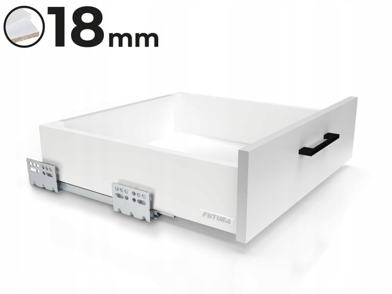 Szuflada Atm Futura Evo L-550 niska H-90 biała, do płyty 18mm udźwig 40kg