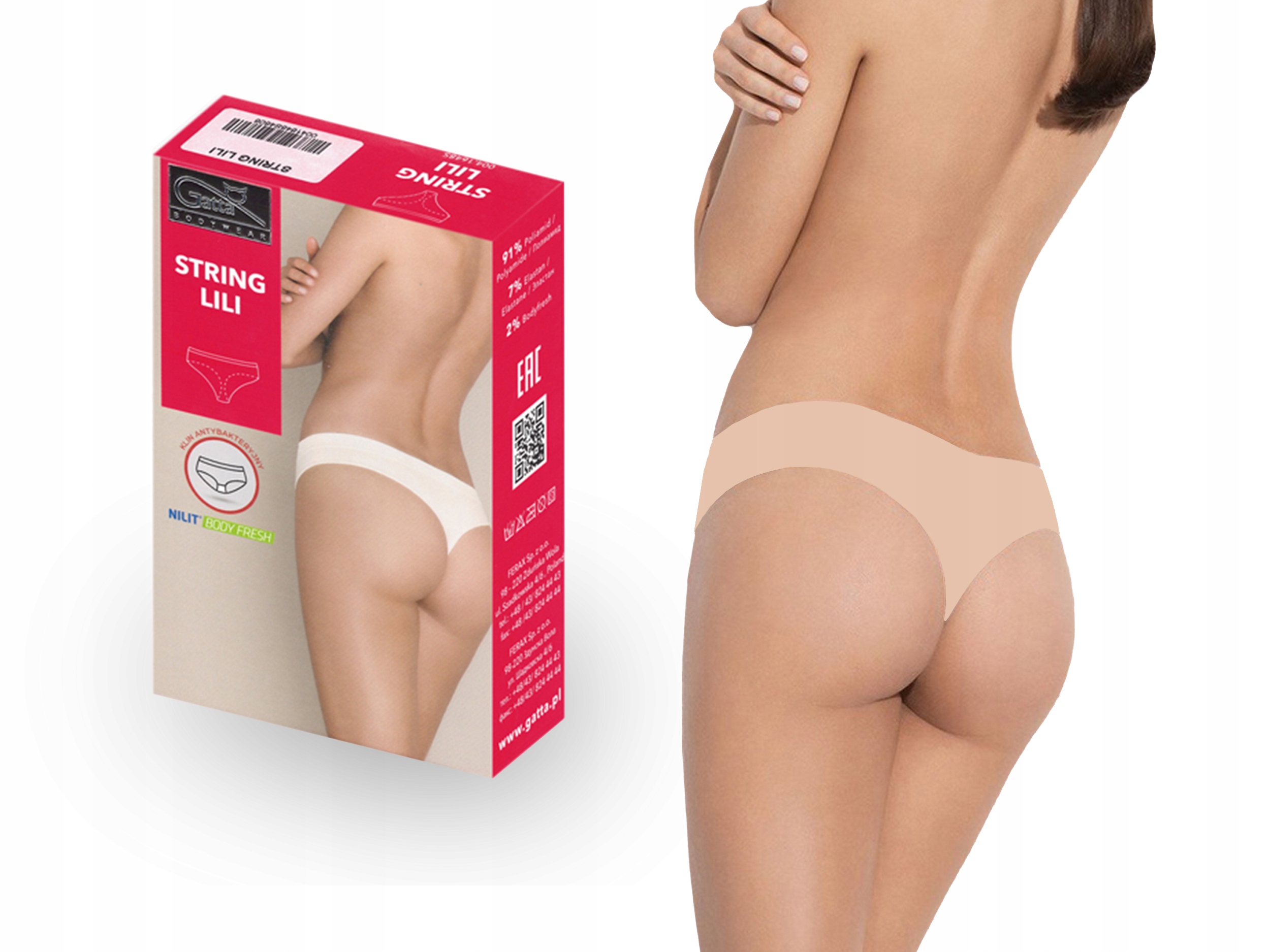 

Stringi Gatta Lili String, bezszwowe, natural, XL