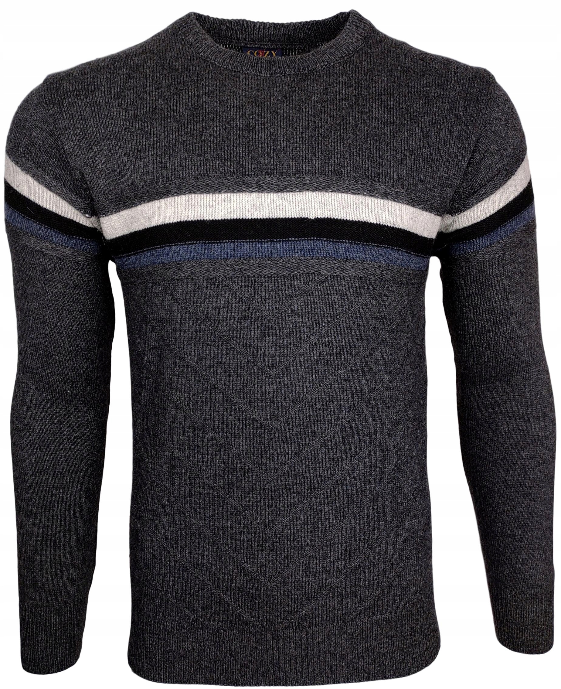 SWETER MĘSKI WEŁNIANY _ W182 BARDZO CIEPŁY r. XXL