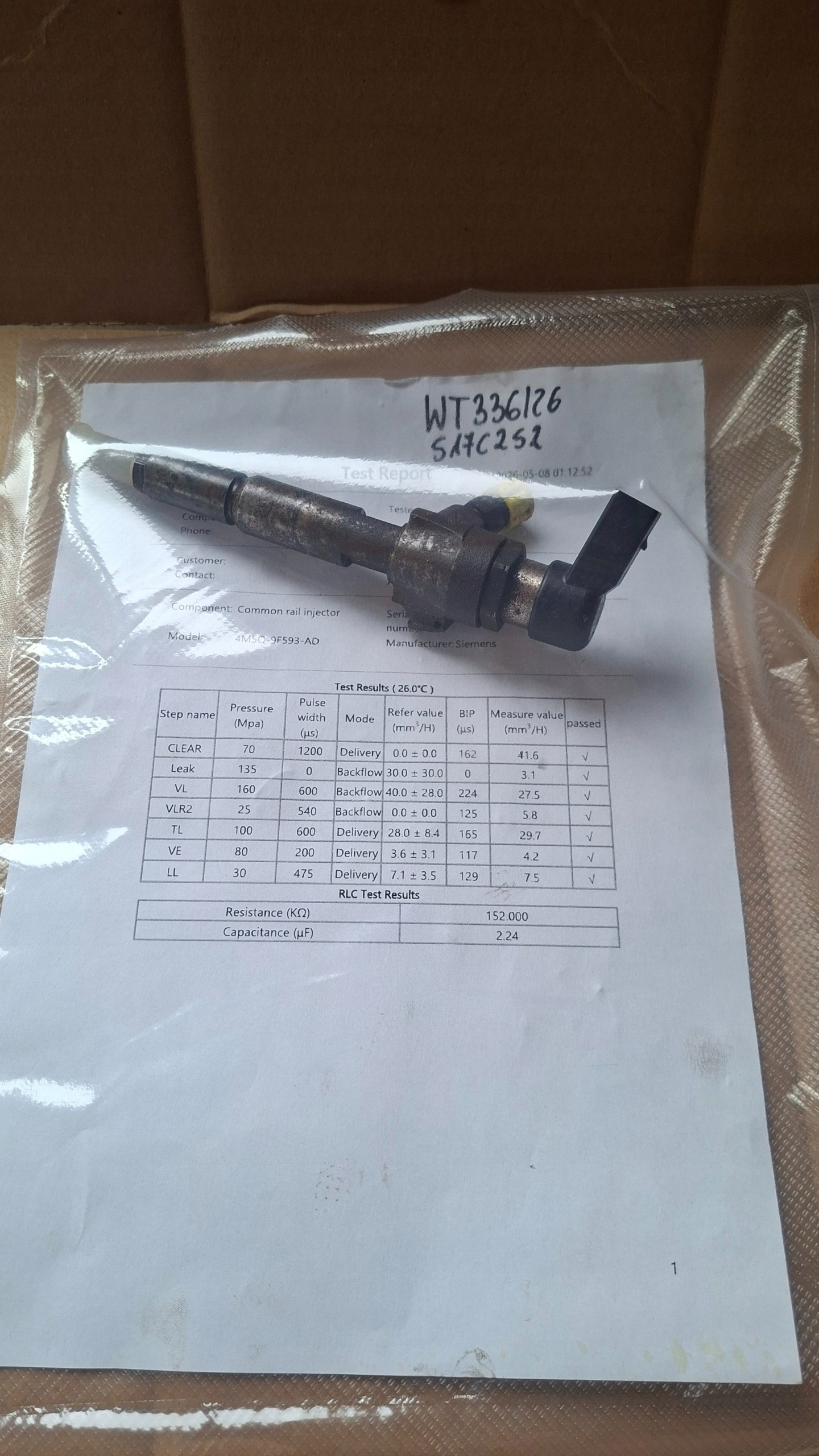 injecteur FORD 1.8TDCI SIEMENS 4M5Q-9F593-AD impression