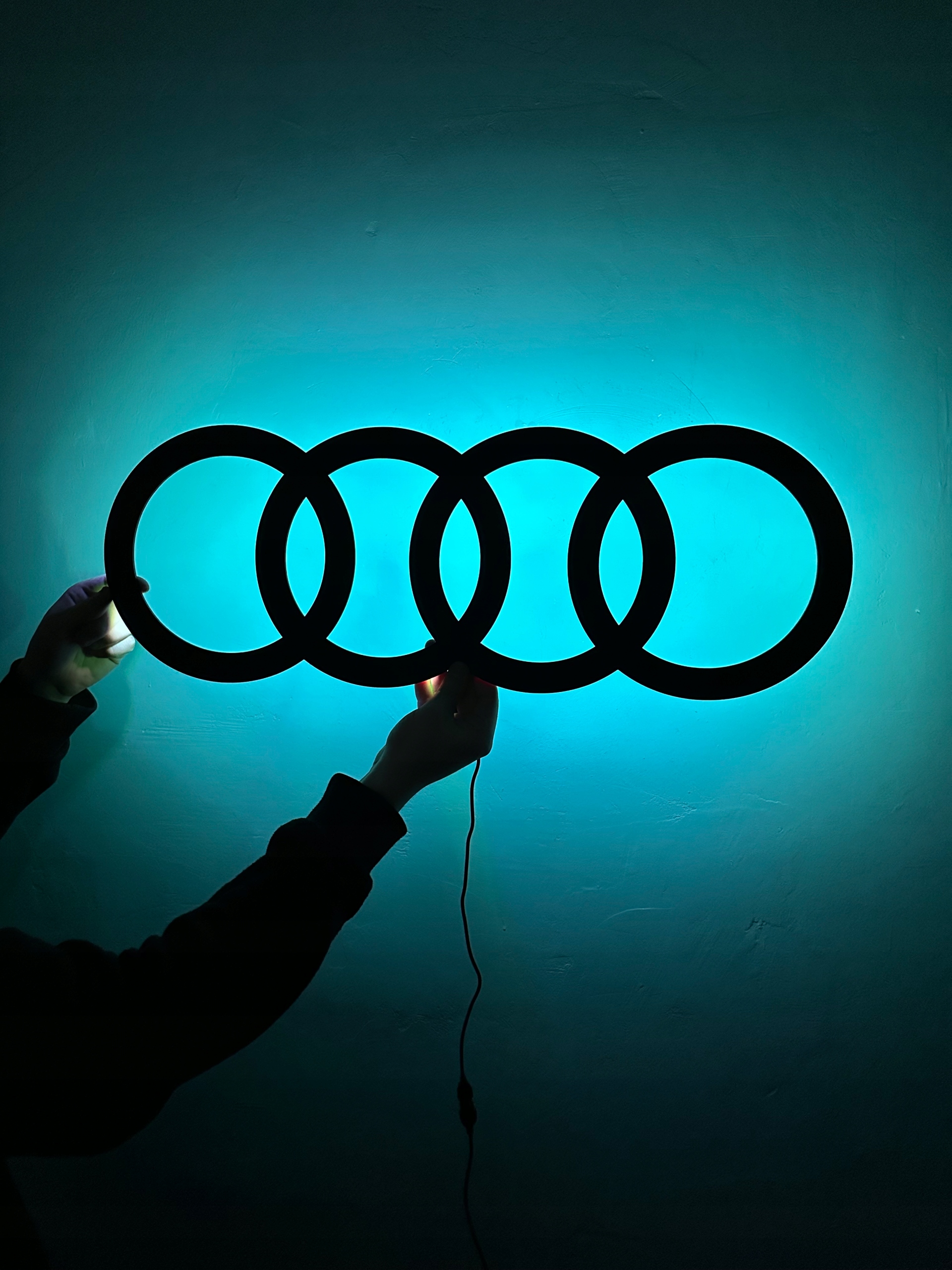 Dřevěný obraz Logo Audi Led Nástěnná Dekorace 3D obraz Dárek Dárek
