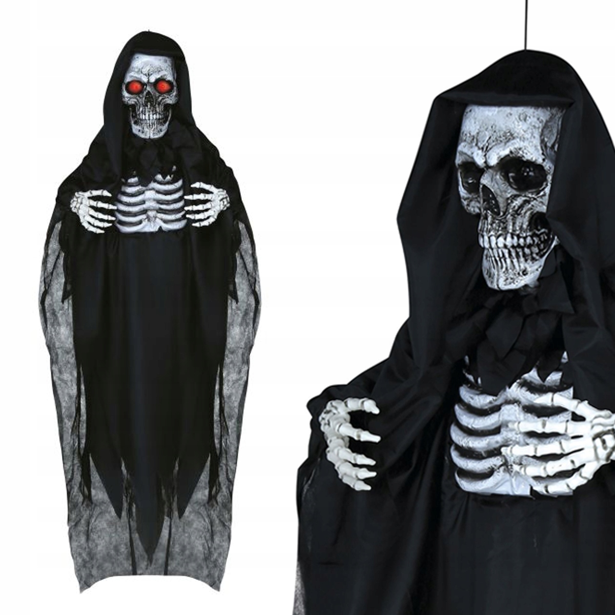 Závesná Kostra Na Halloween Dekorácia Svetlo Zvuk Čierna 180 cm
