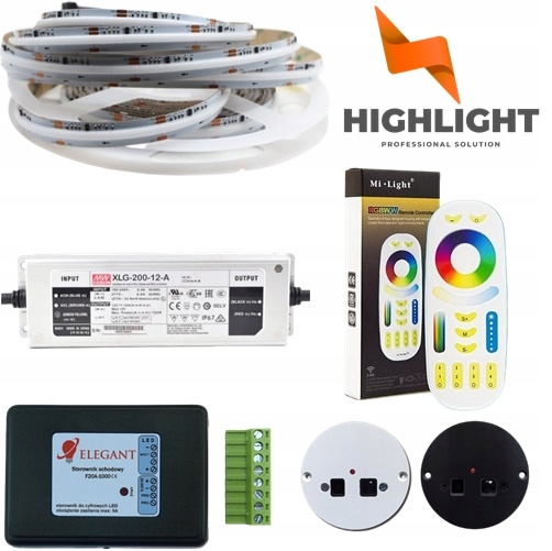 25m Schodiskový set Led+led pásik Cob Rgbw 12V/7W