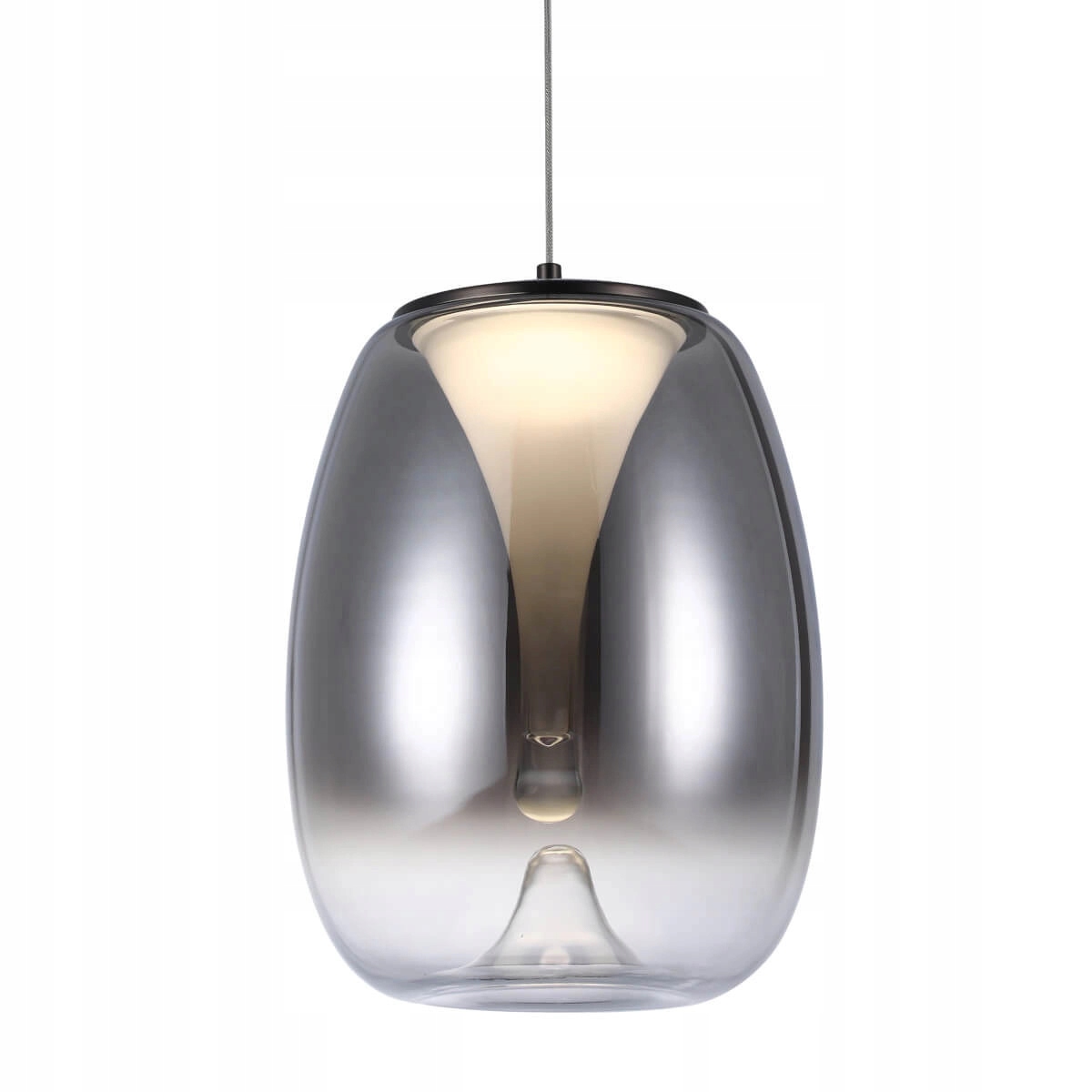 Závěsná lampa s oválným stínidlem, černý chrom, kovový lesk Pamela, stůl