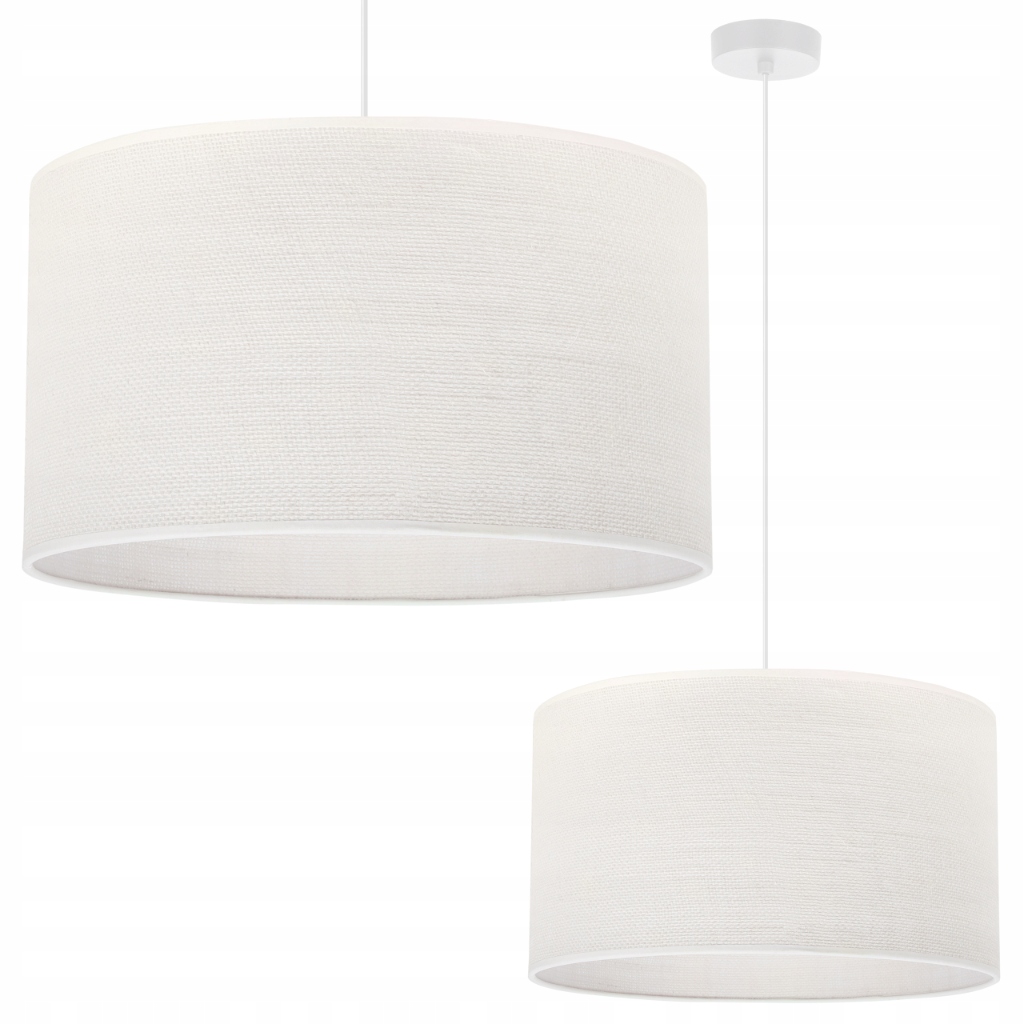 Lampa Wisząca Sufitowa Z Dużym Abażurem Boho Biała Juta Pojedyncza Nad Stół