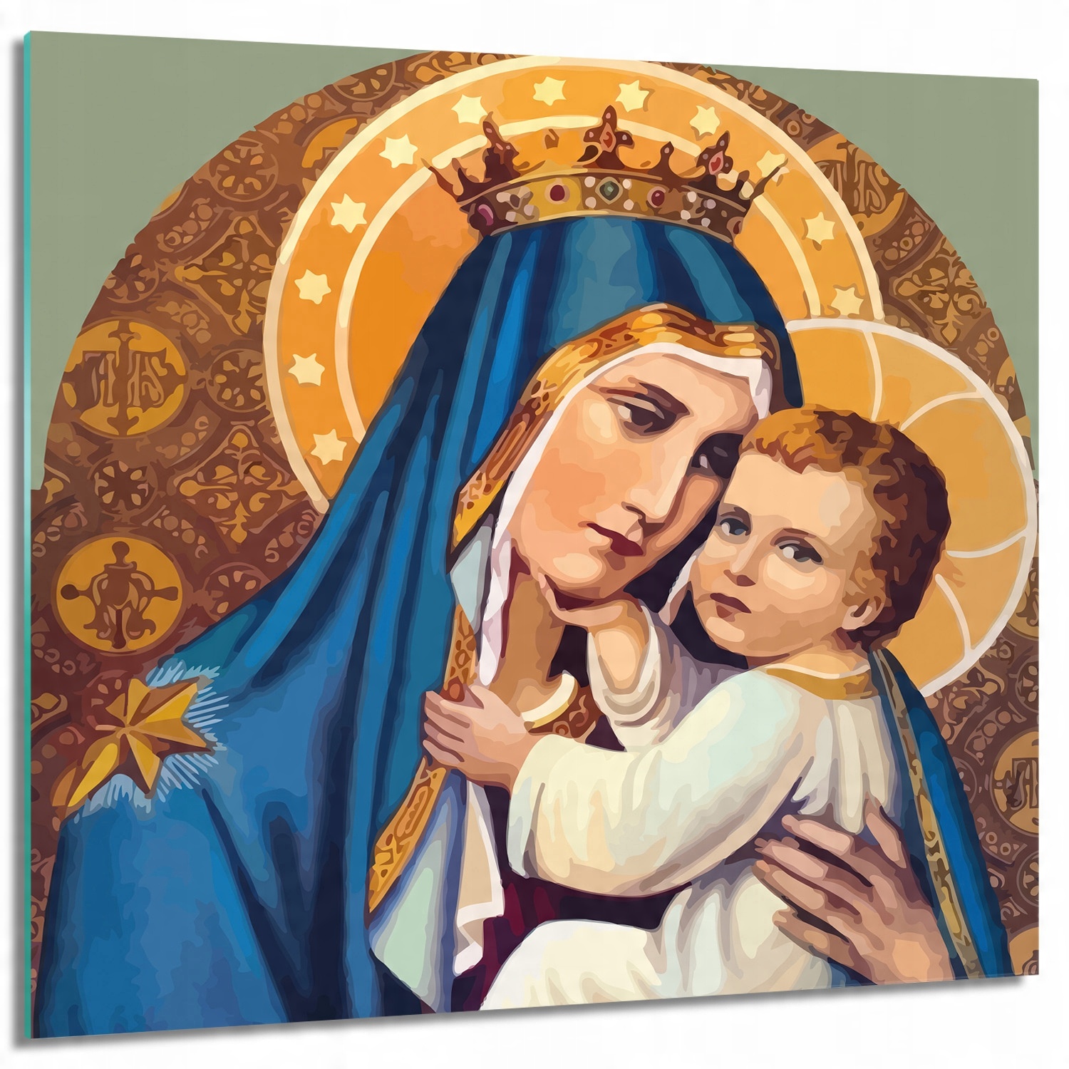 

Foto na szkle do salonu Maryja dzieciątko 60x60