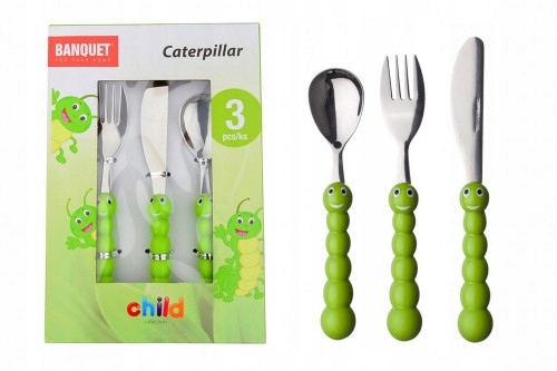 KOMPLET SZTUĆCÓW DZIECIĘCYCH GĄSIENICA 3 SZT.