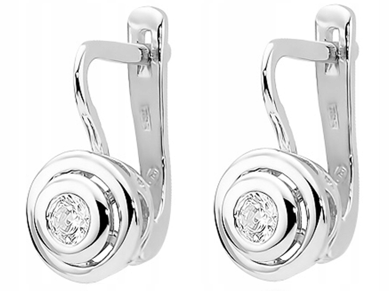 Zlaté náušnice 585 bílé diamanty brilianty módní vzor dárek 14k pro ni
