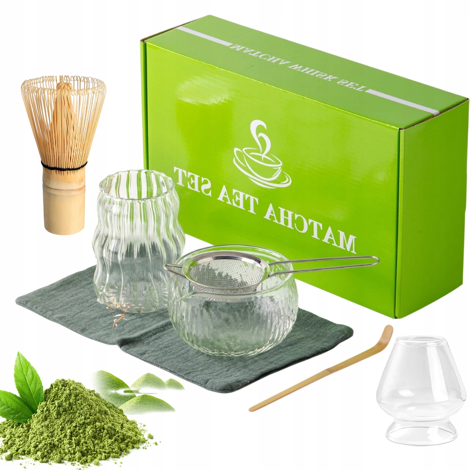 Levně Sada Na Vaření Matchy Vyrobená Z Bambusu 7KS Sklo 500ML Vysoká Kvalita