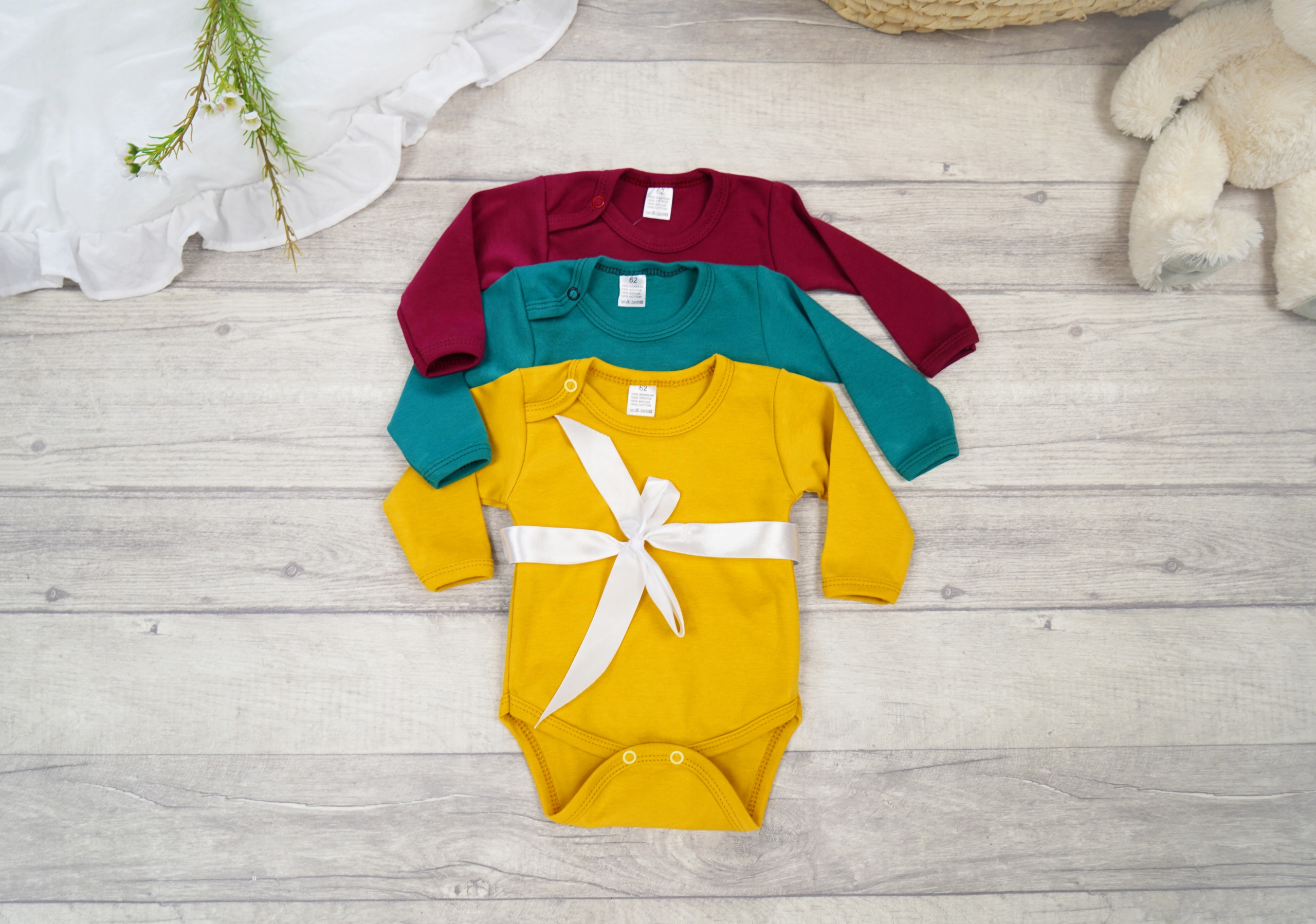 3PAK BODY gładkie r.104 bordo musztarda butelkowy Marka ROBIK