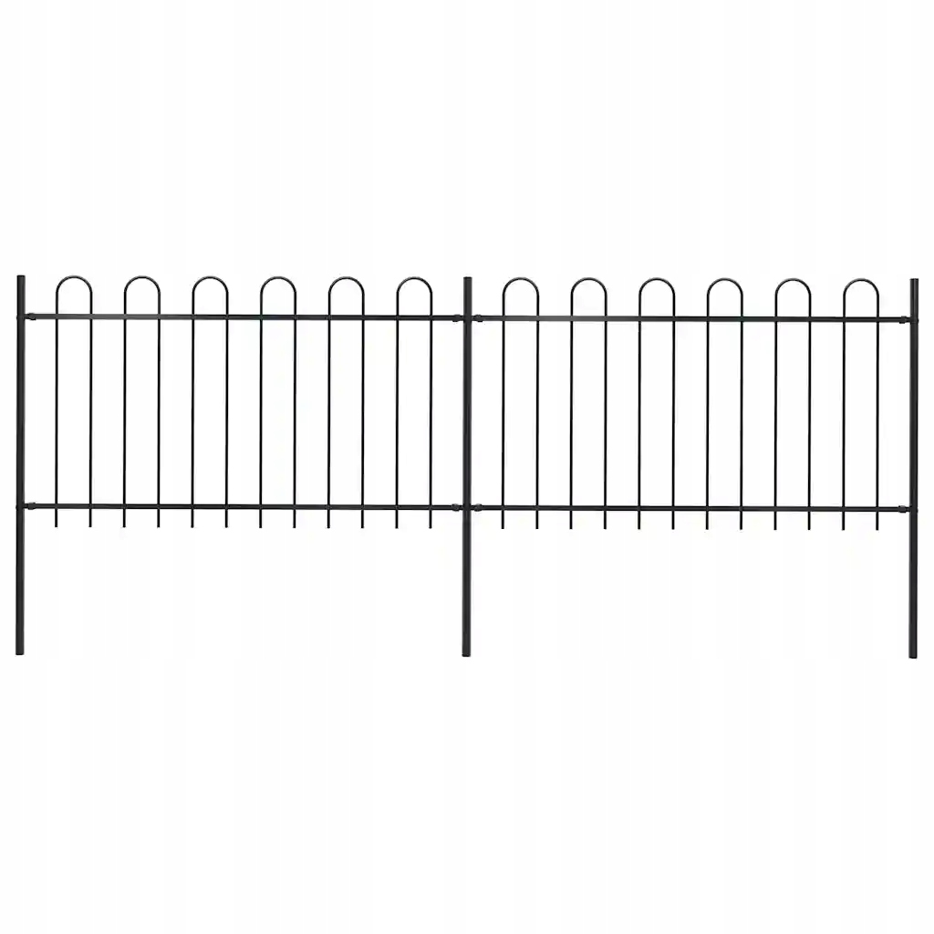 Černý ocelový Oplocení 359 x 150 cm, 2 Panely a 3 sloupky