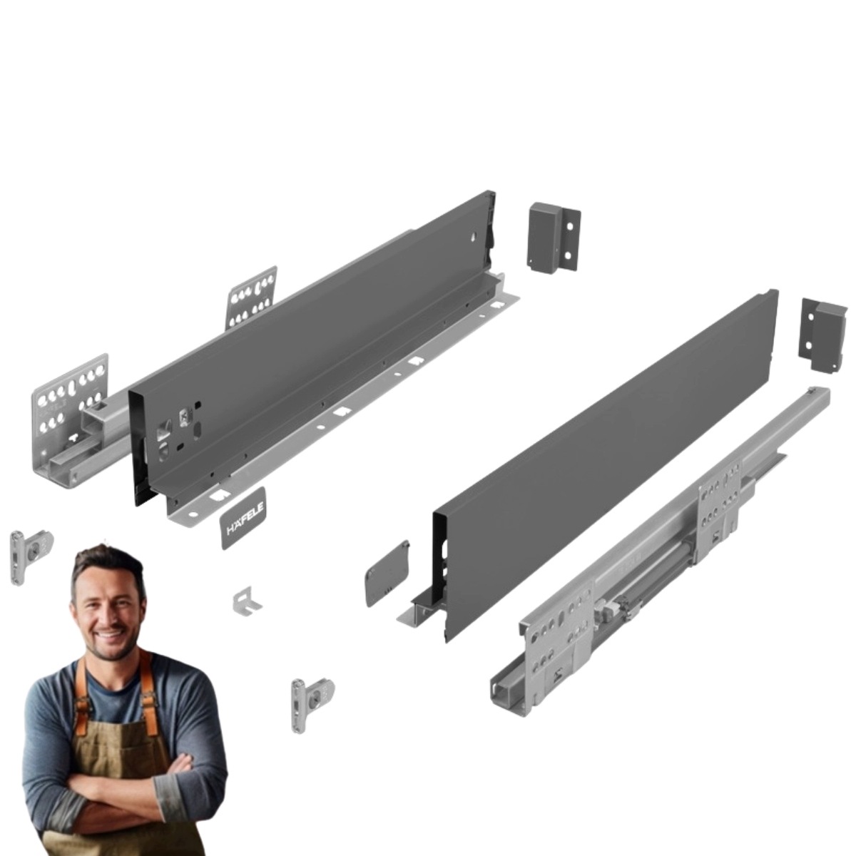 Šuplík Hafele Matrix Slim 400 mm H-84 35 kg 514.11.523 Tenkostěnná šedá