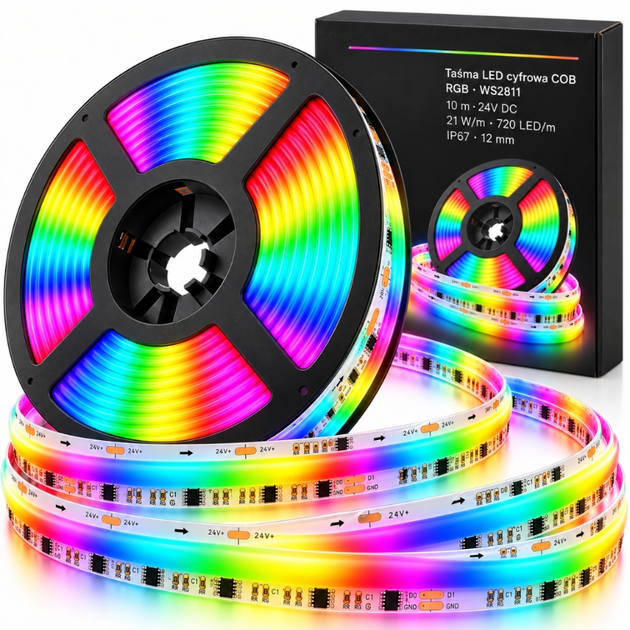 Digitální Rgb Led pásek Cob 10 m IP67 voděodolný pro světelné efekty v domácnosti
