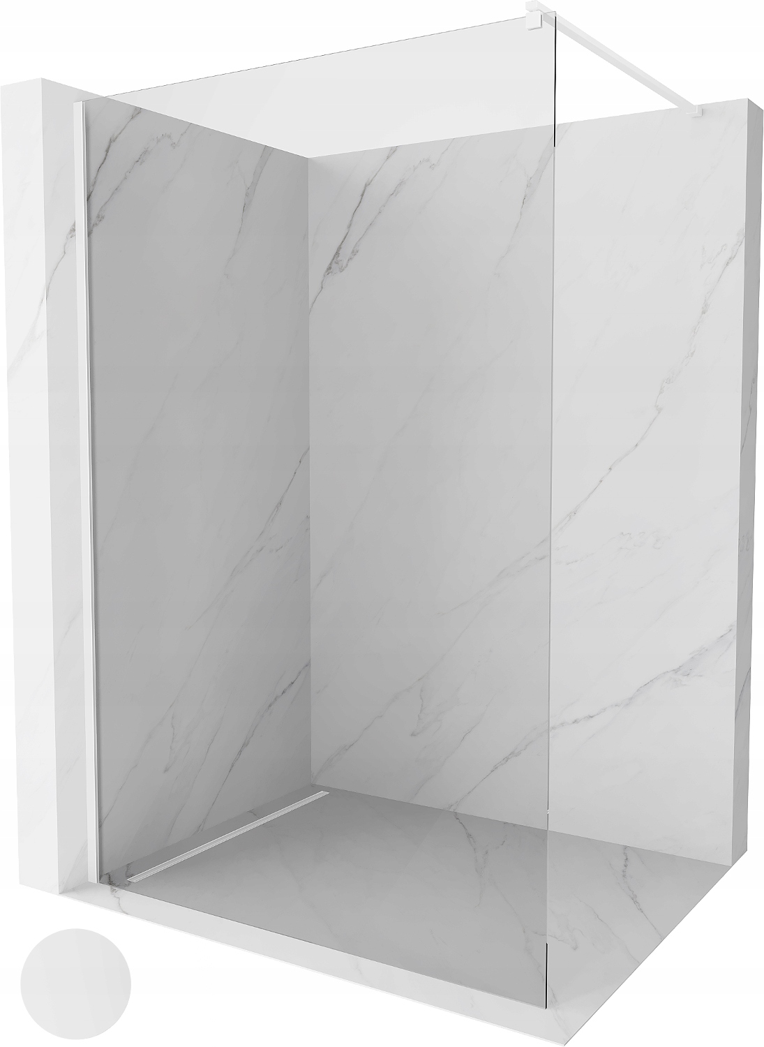 Mexen Kioto Ścianka Prysznicowa Walk-in 135 x 200 CM Biała szkło 8 mm