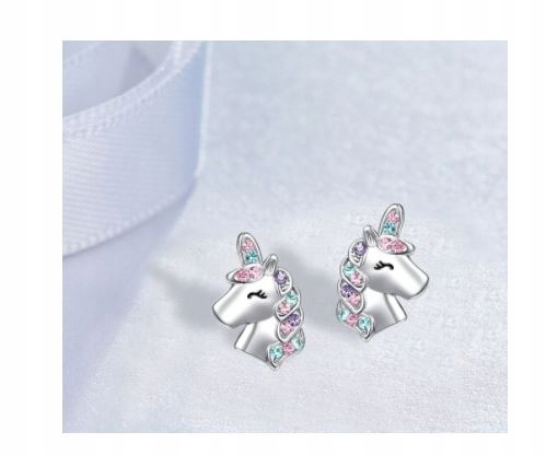 KOLCZYKI srebrne JEDNOROŻCE PONY 925 Marka Falana