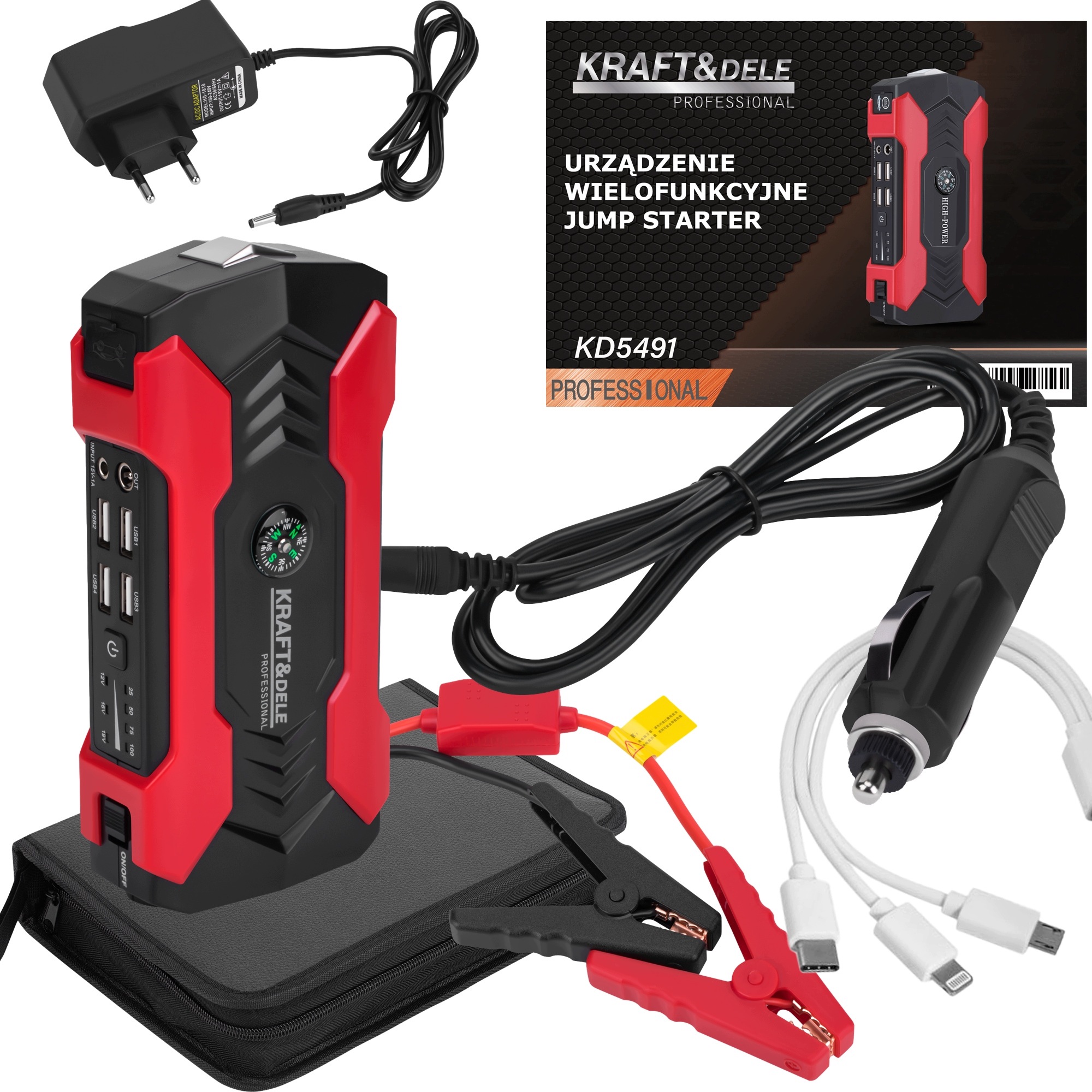 Wielofunkcyjny Jump Starter Powerbank Nrzędzie Wielofunkcyjne 28000mAh 800A