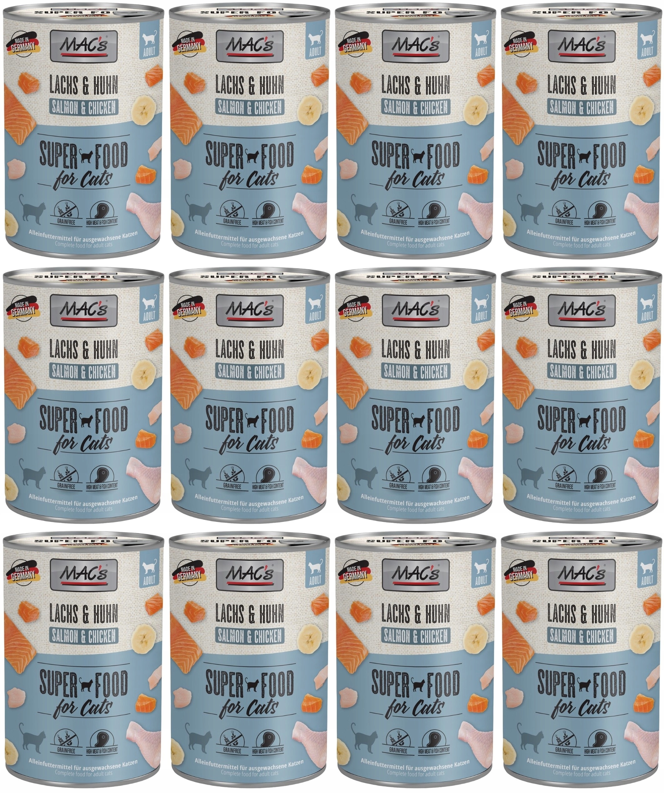 Levně Mac's Cat Losos a kuře 12 x 400 g