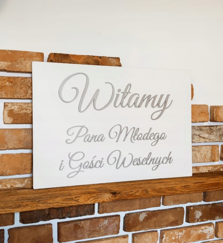 Tablica powitalna wesele ślub srebr napisy 60x40cm Marka inna