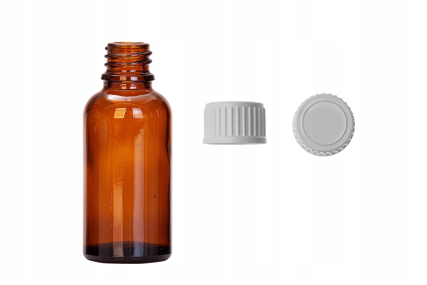 

Butelka szklana brązowa 30 ml z nakrętką białą