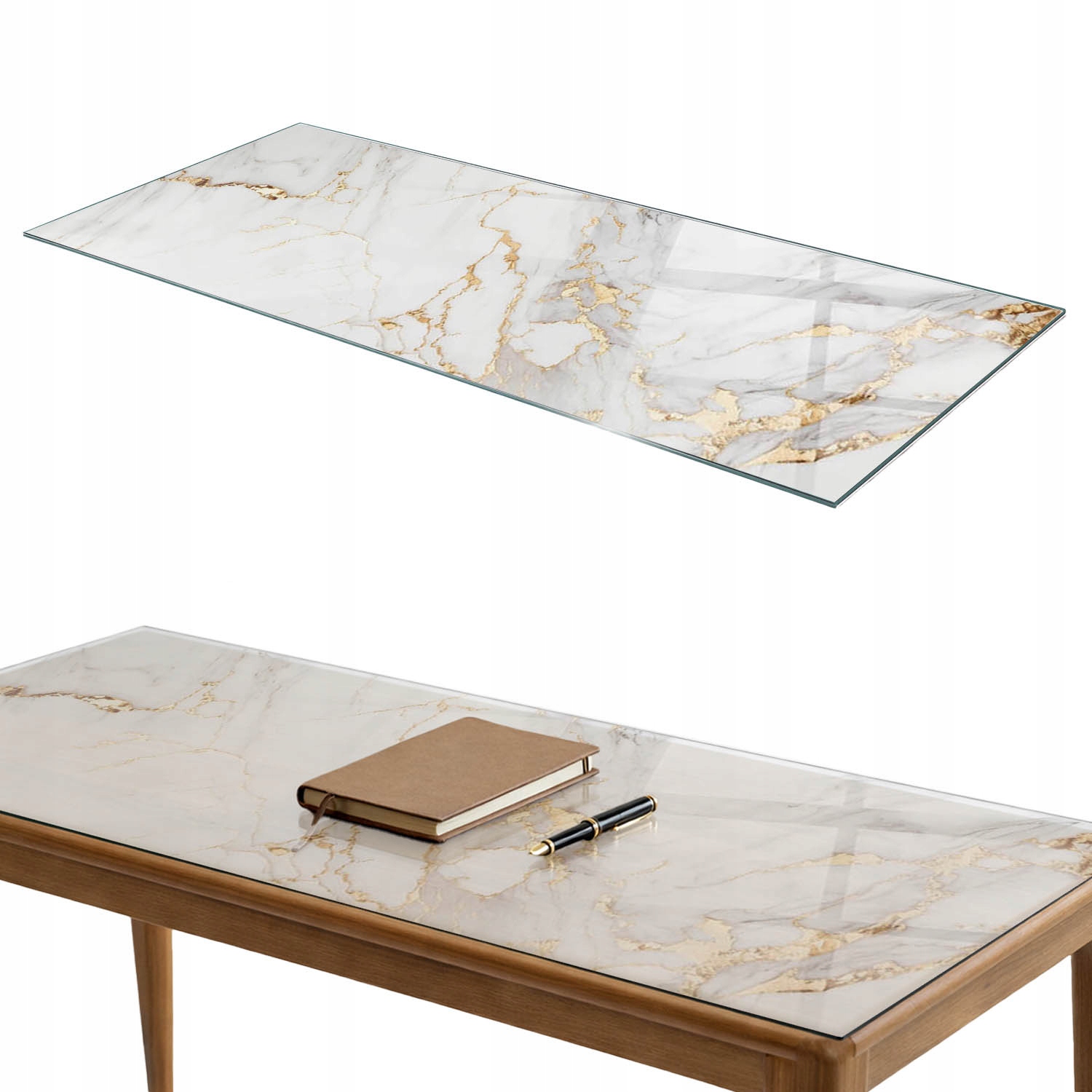 Sklenená dekoratívna doska na stôl Elegantný mramor s vlascami 125 x 50 cm