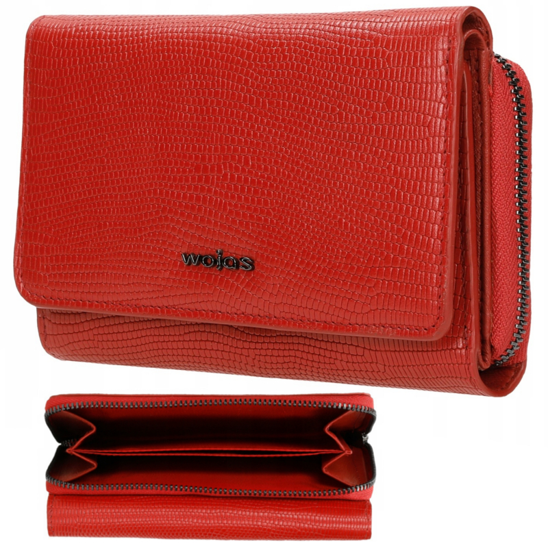 Dámská kožená peněženka velká prostorná červená Pravá lícová kůže