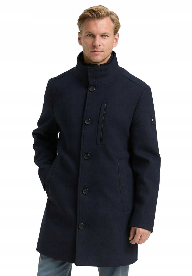 Tom Tailor Modrý Kabát S Vlnou A Zipem XL 6BA