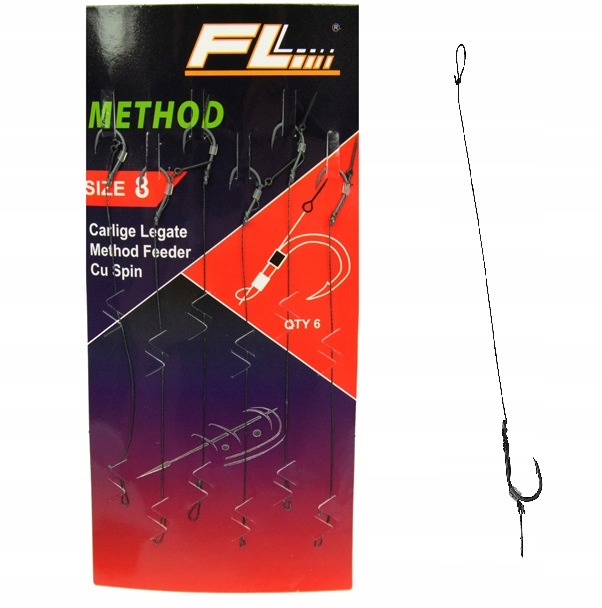 6szt Haczyki Method Feeder przypon plecionka Z Włosem z igłą 8
