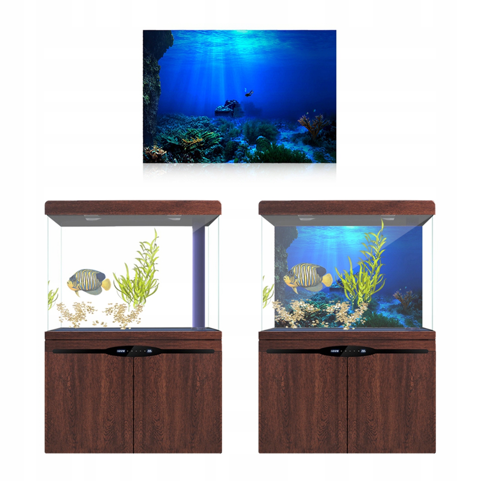 Akwarium Fish Tank Dekoracja Klej Seaworld Tło 61X30cm