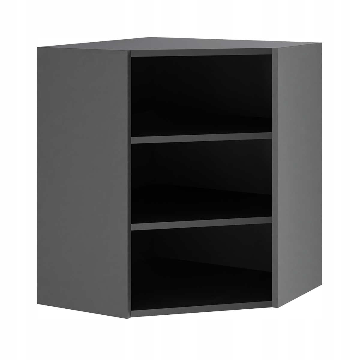 Černá horní rohová kuchyňská skříňka 60/72 s příslušenstvím