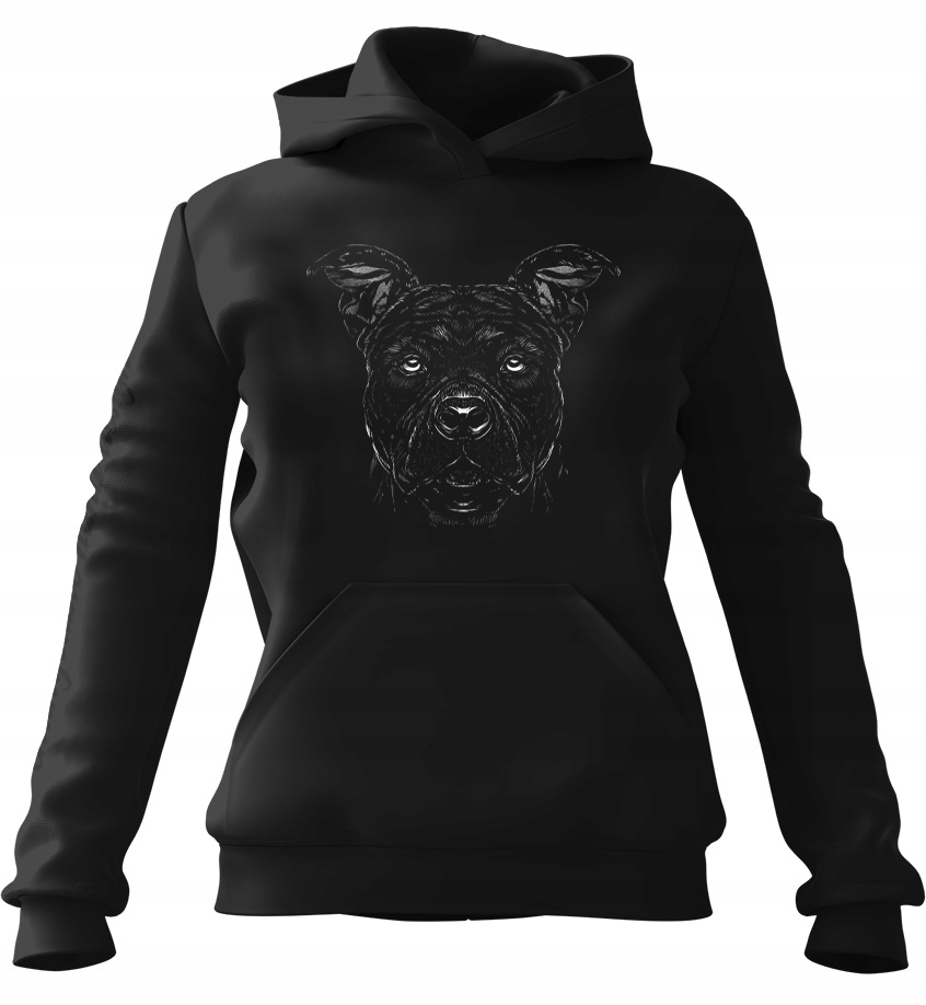 pánská mikina s kapucí Americký pes Staffordshire Černá 2XL Pro něj