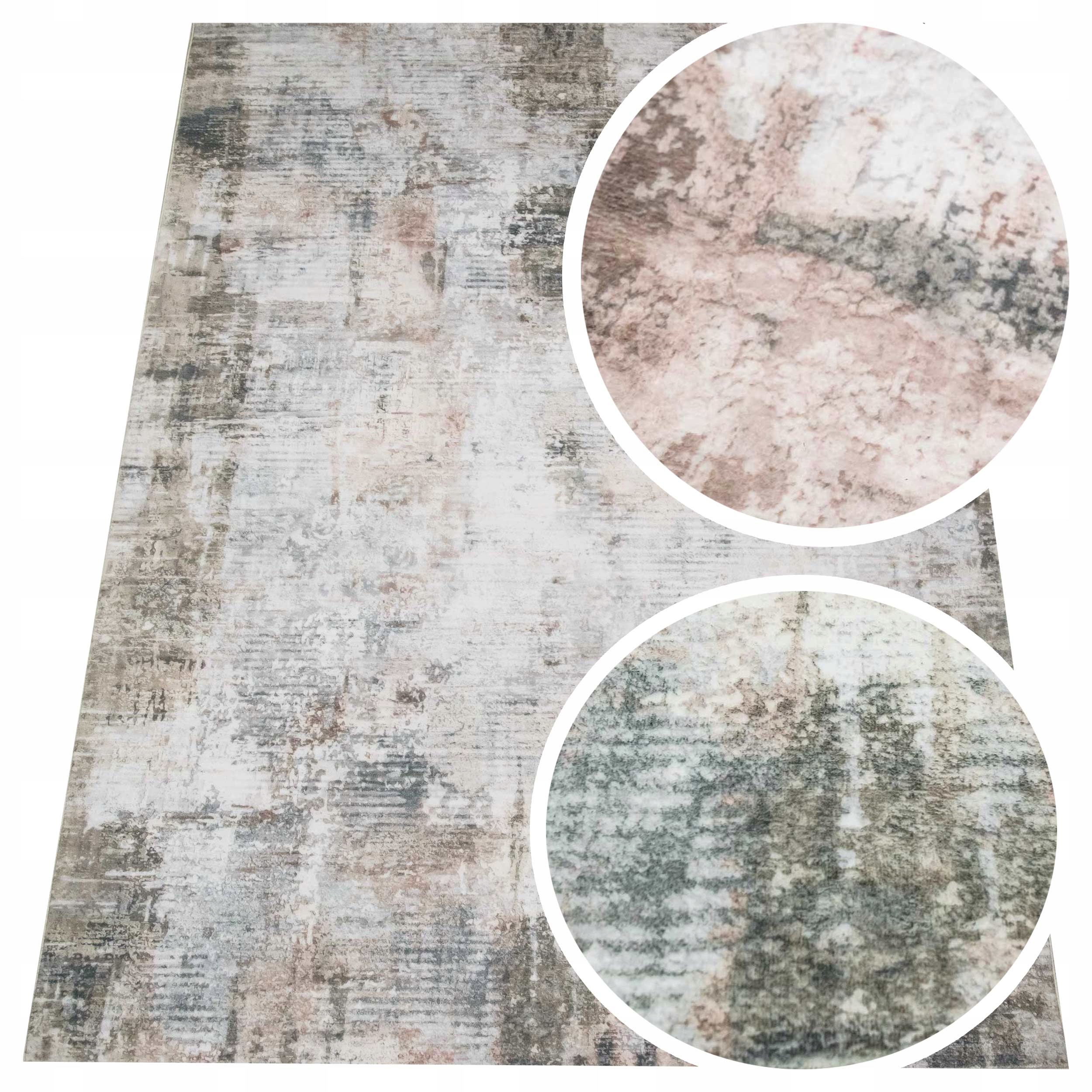 Dywan do Pokoju Modny Przecierany Beton Miękki Plusz Flanel 180x250 Szałwia