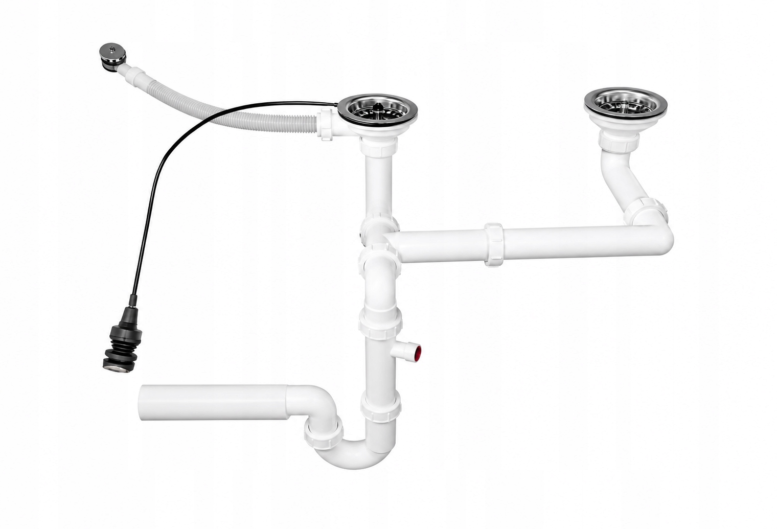 Syfon do zlewu 2-komorowego z automatem 3,5" przelew pralka