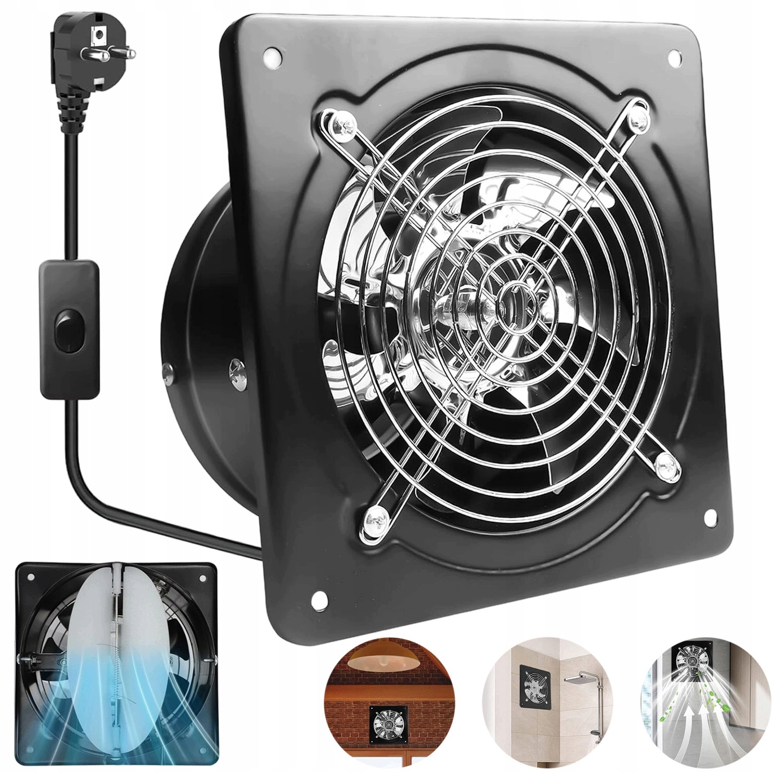 Nástěnný Odtahový Ventilátor 150 MM 525 M3/H Pro Kuchyň/dílnu/farmu