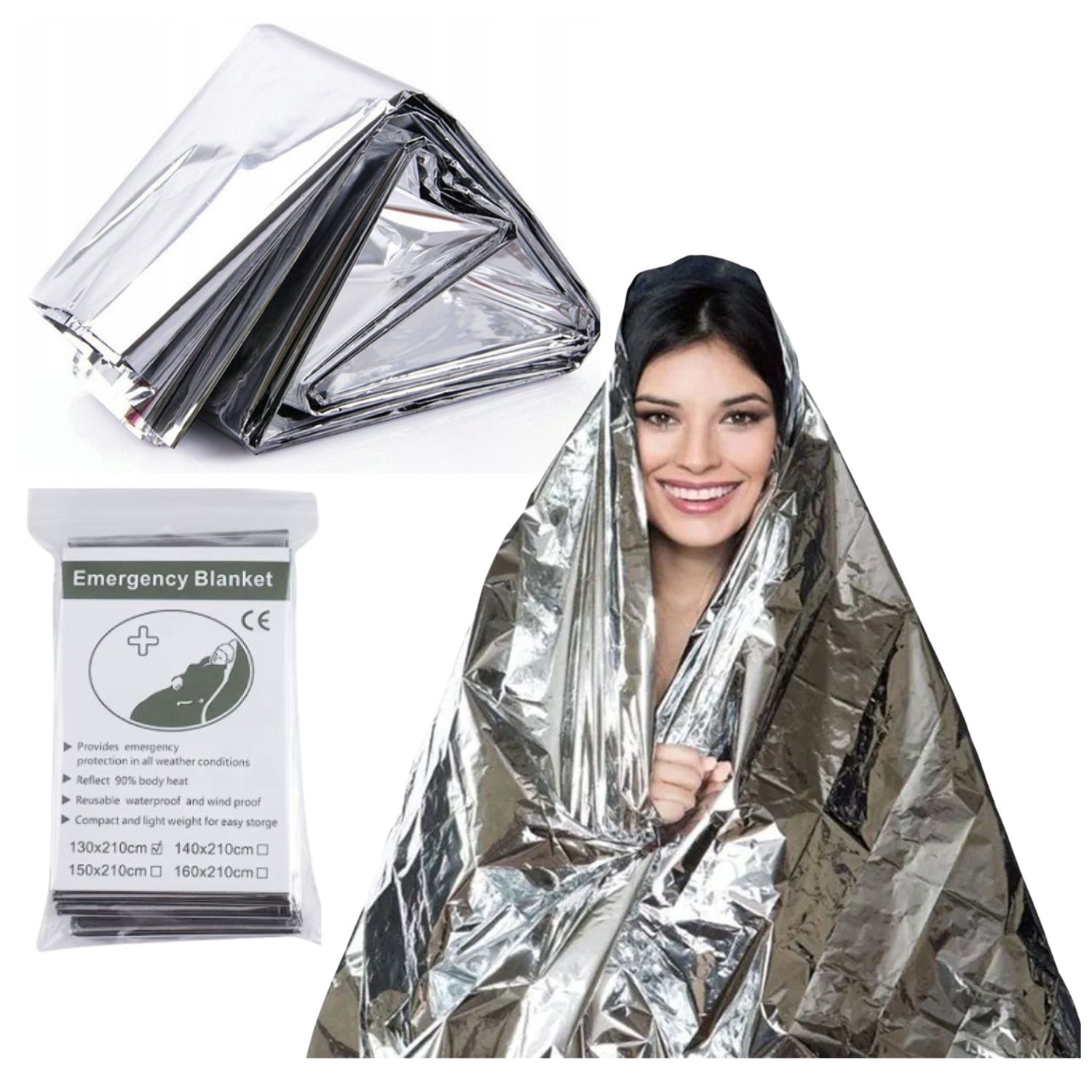 Foliowy Koc Termiczny Ratunkowy 160 x 210cm 59g Emergency Blanket