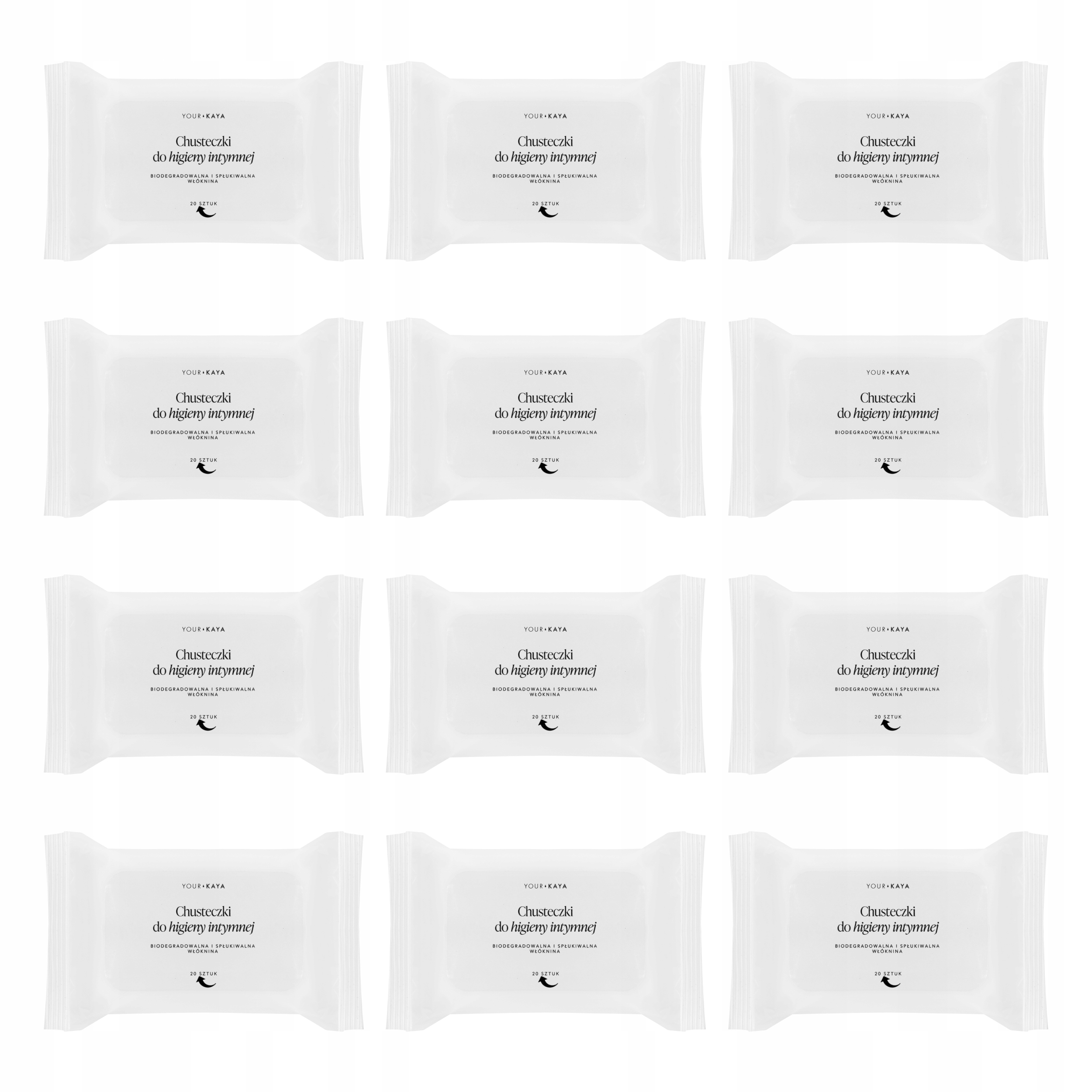 Vlhčené ubrousky pro intimní hygienu Bio Sada 12 × 20ks Your Kaya